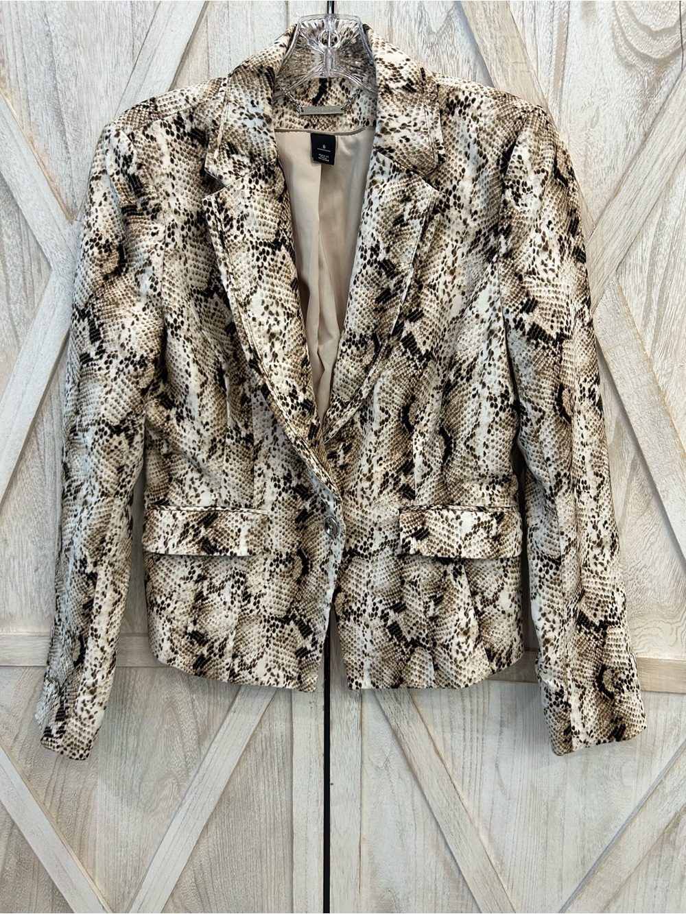 White House Black Market Snake-Print Blazer in Neutral Tones